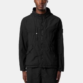 Stone Island SS25 Phantom Nylon Hooded Zip Jacket Black