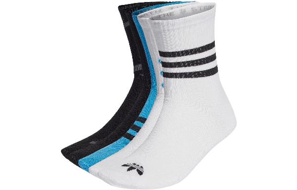 adidas Originals Trefoil Logo Crew Socks Set White Black Blue