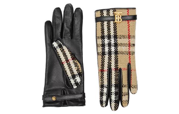 Burberry Vintage Gloves Brown Black