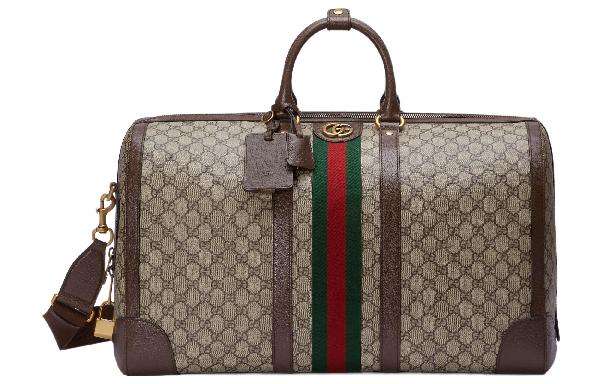 GUCCI Savoy Large Travel Bag Beige Brown