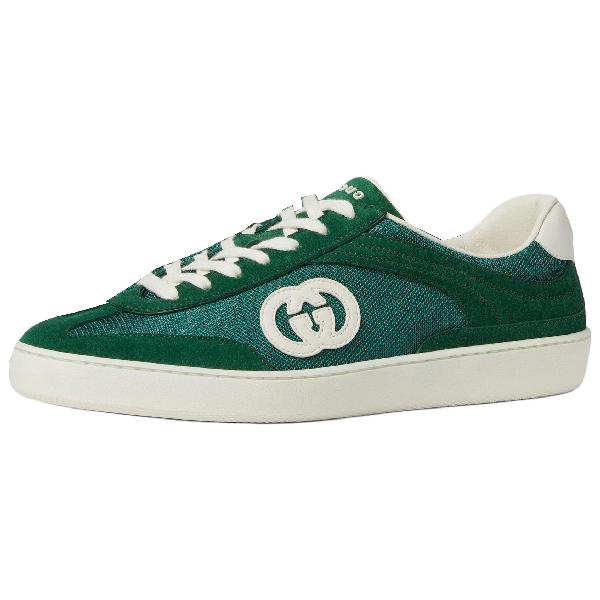 Gucci Suede Lace-Up Sneakers Green