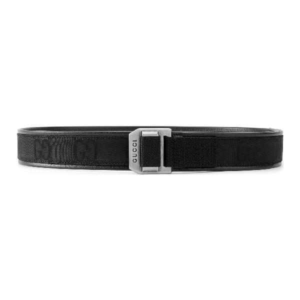GUCCI GG Pattern Leather Belt Black 4cm