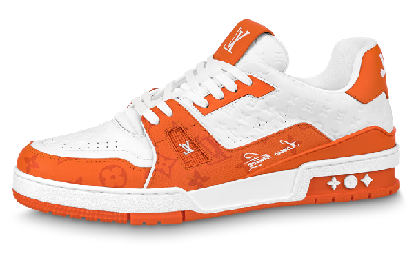 LOUIS VUITTON Trainer White Orange