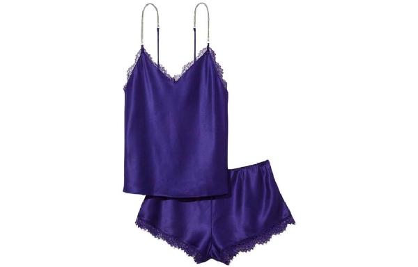 Victoria's Secret SS23 Satin Lace Cami Set Purple