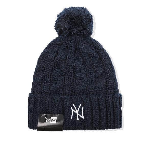 New Era Ribbed Knit Logo Beanie Navy