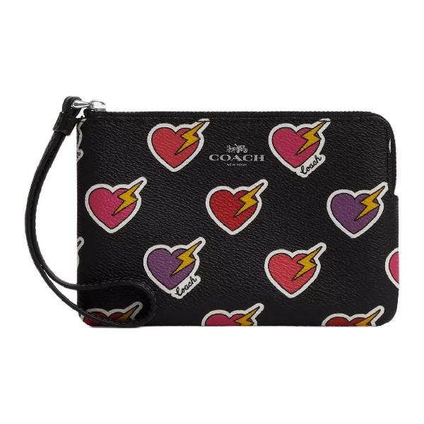 COACH Corner Zip 16 Wristlet Black