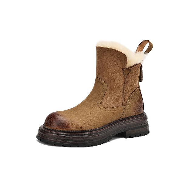 圆头擦色复古舒适时尚百搭 短筒 雪地靴 女款