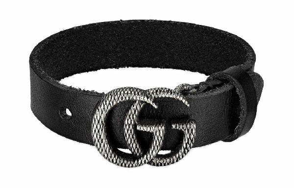 Gucci Double G Leather Bracelet Black