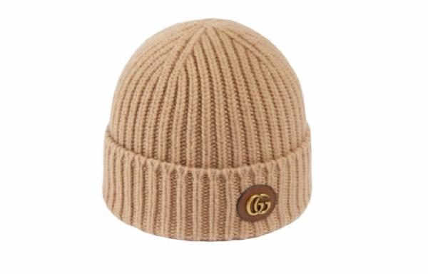 GUCCI Oval Double G Wool Beanie Brown