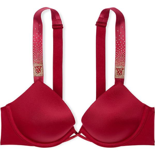 Victoria's Secret Valentine's Limited Shiny Logo Strap Bra Red