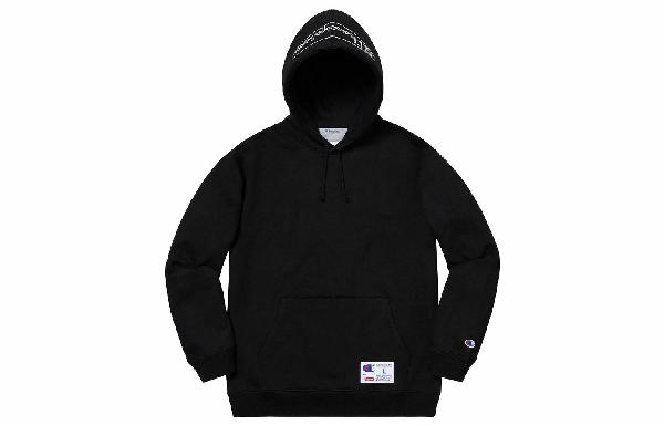 Supreme x Champion Printed Logo Hoodie Black