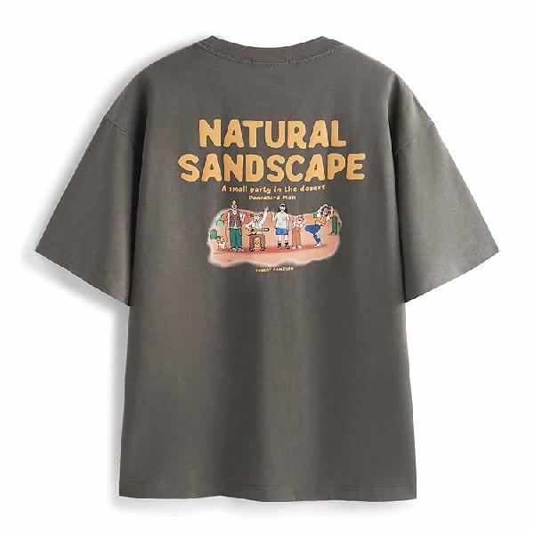 PEACEBIRD MEN Summer Artist Series Colorblock Back Print T-Shirt