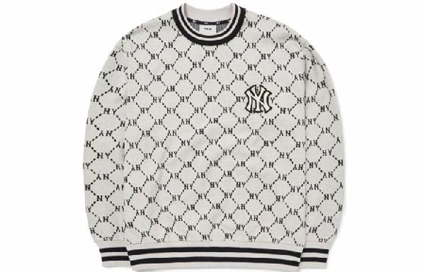 MLB Logo Embroidery Crewneck Sweatshirt White