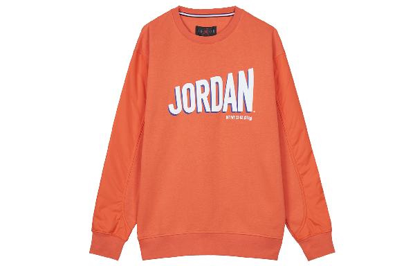 Jordan Logo Print Fleece Crewneck Sweatshirt Orange
