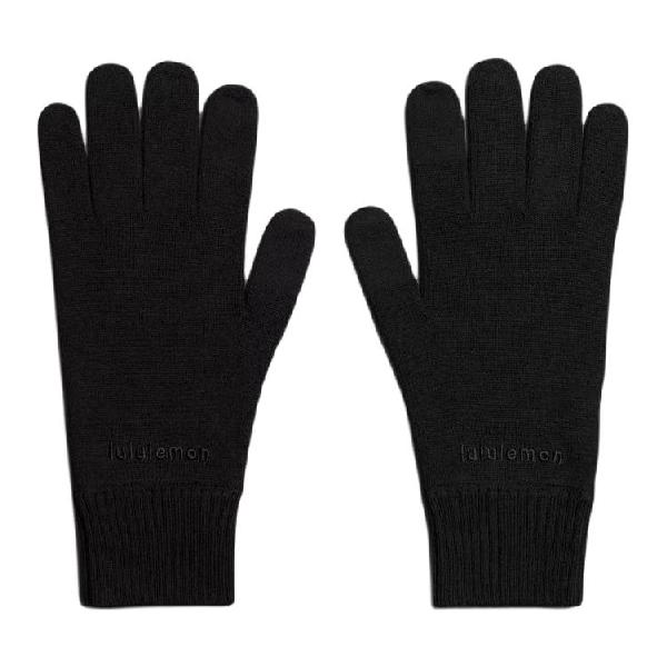 lululemon Wool Blend Logo Gloves Black