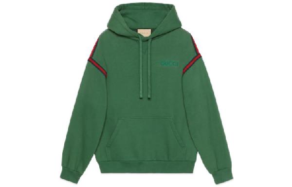Gucci SS24 Striped Logo Hoodie Green