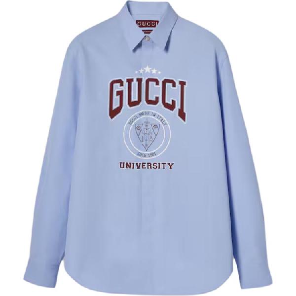 GUCCI SS25 Long Sleeve Shirt Light Blue