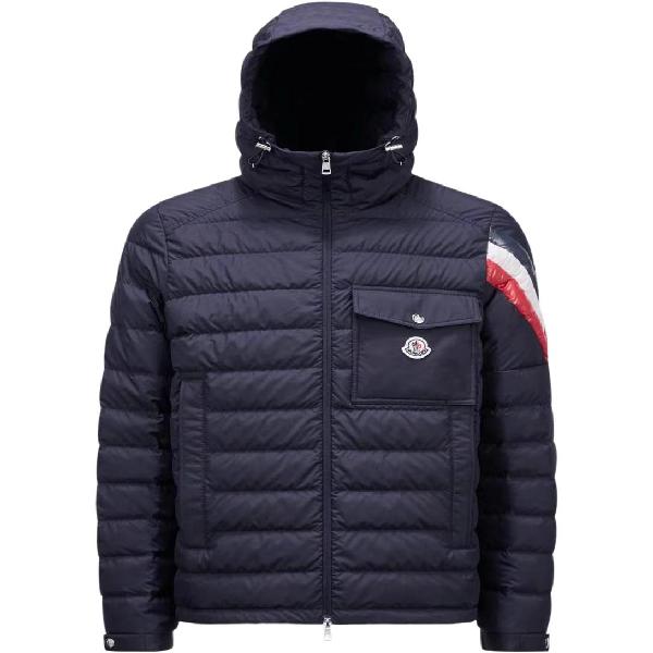 Moncler Logo Zip Hoodie Down Jacket Navy