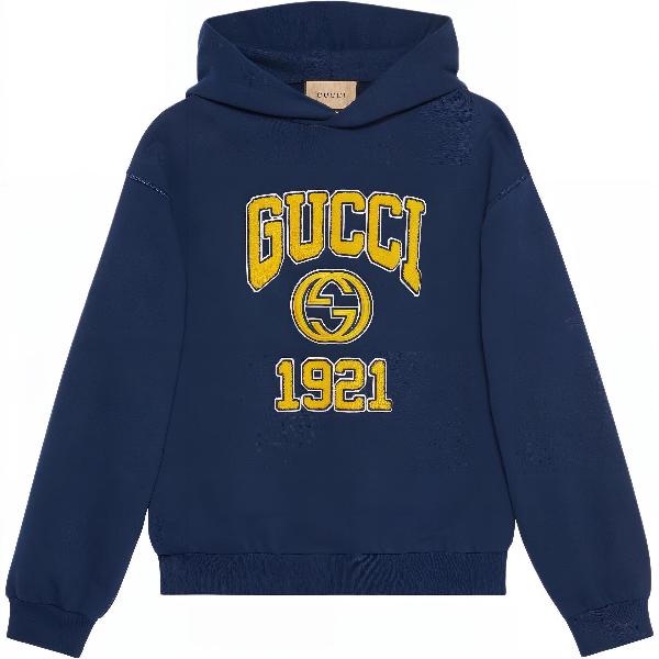 Gucci Logo Hoodie Blue