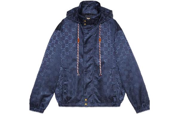 GUCCI FW22 Logo Jacquard Hoodie Blue