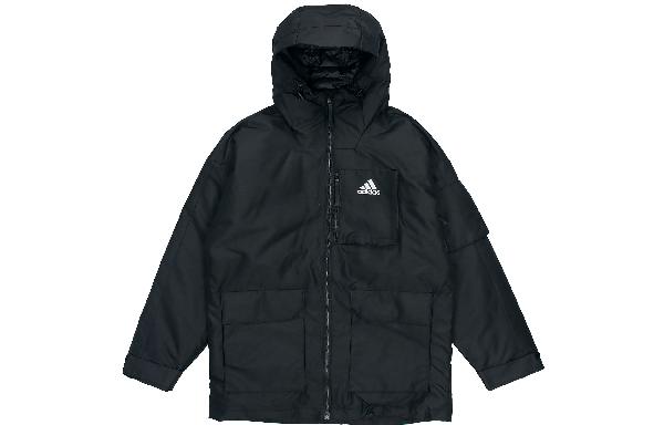 adidas Logo Multi-Pocket Outdoor Down Jacket Winter Men Black