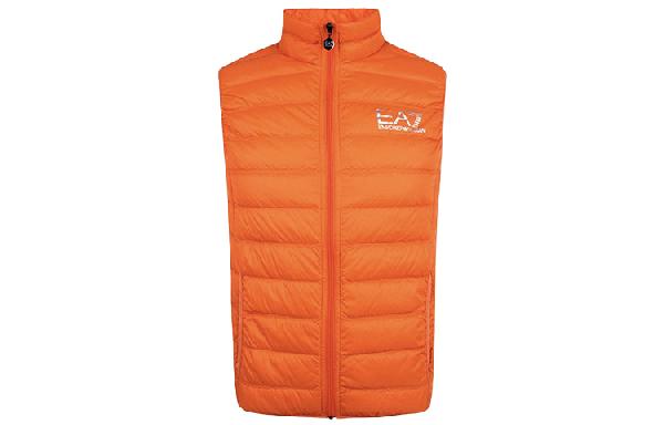 Emporio Armani Logo Print Sleeveless Down Vest Orange