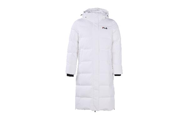 FILA Mid-Length Hooded Down Jacket White
