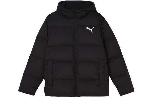 Puma Logo Hooded Down Jacket Black