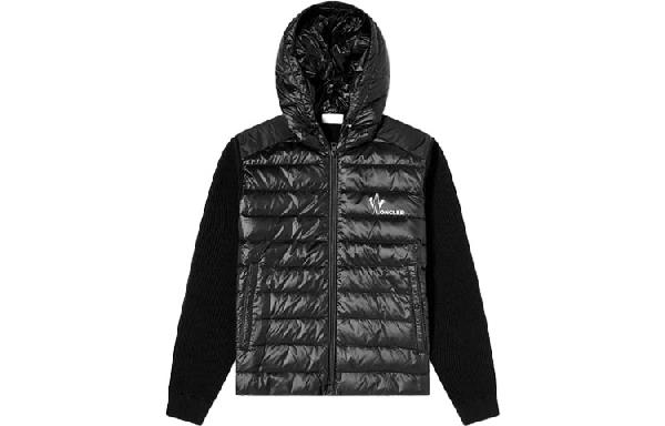 Moncler Logo Hooded Down Jacket Black