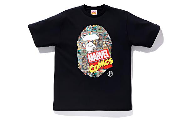 A BATHING APE x Marvel Bape Head T-Shirt Black