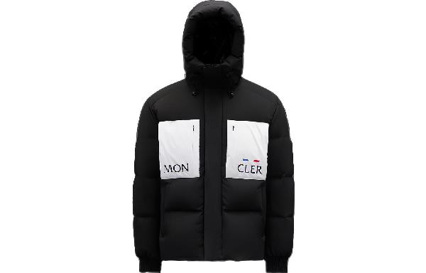 Moncler FW21 Logo Block Hoodie Down Jacket Black