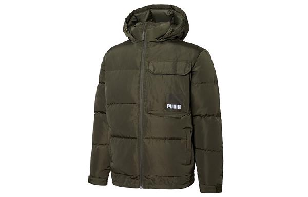 Puma Oversized Pocket Down Jacket Olive