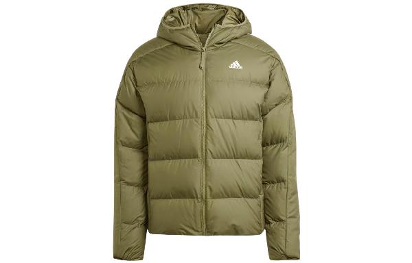 adidas Essentials Midweight Down Hooded Jacket Olive