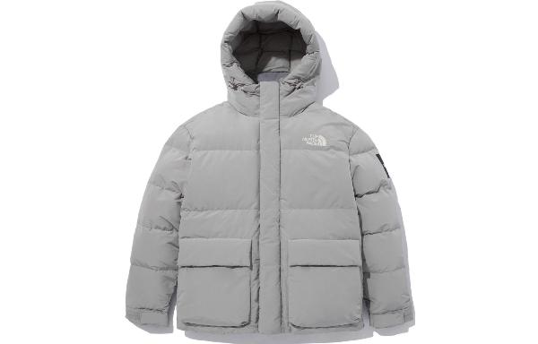 The North Face Logo Zip Hoodie Down Jacket Gray