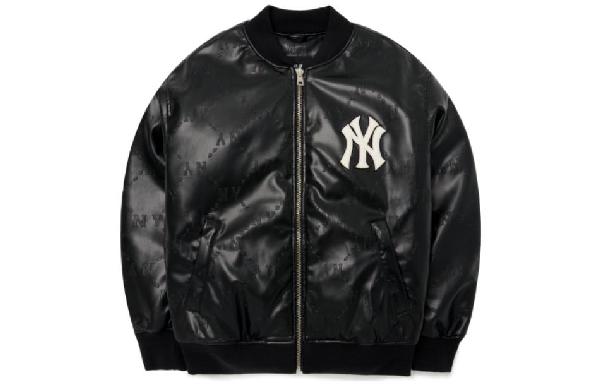 MLB FW22 Logo Patch Baseball Jacket Black