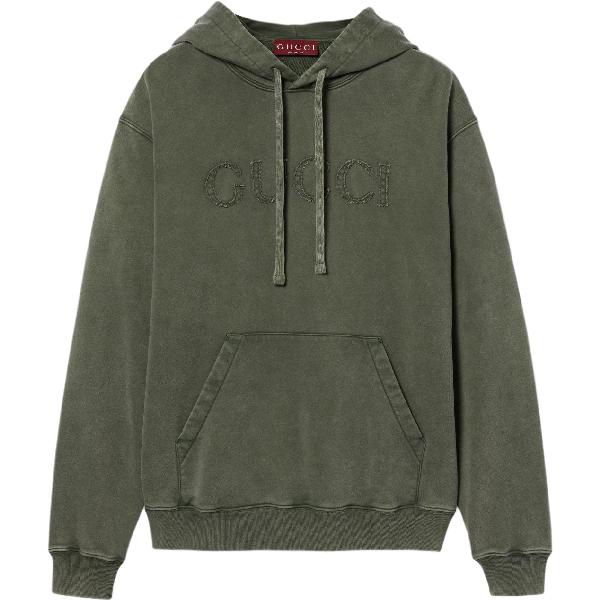 GUCCI FW24 Embroidered Cotton Sweatshirt Forest Green