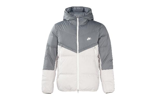 Nike Logo Hooded Down Jacket Grey