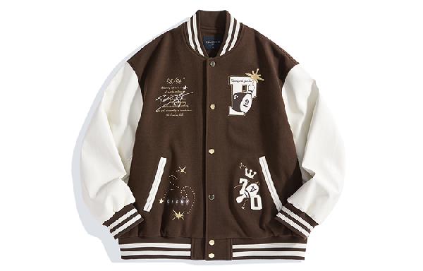 PEACEBIRD MEN Colorblock Embroidered Baseball Jacket