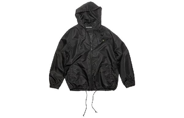 Acne Studios Face Nylon Hooded Bomber Jacket Black