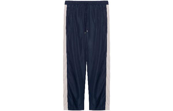 GUCCI FW22 Logo Stripe Knit Pants Blue