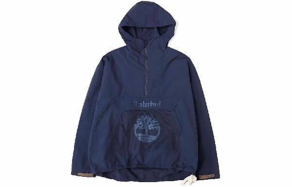 Timberland x C.F. Stead SS24 Indigo Suede Half-Zip Windbreaker Hoodie