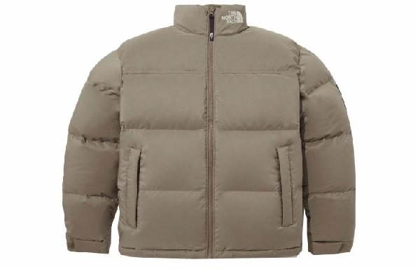 The North Face Logo Embroidered Down Jacket Brown