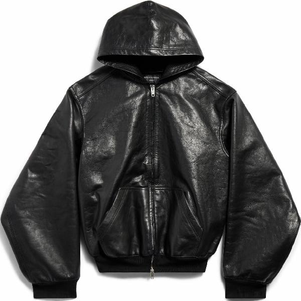 Balenciaga FW24 Black Leather Hoodie