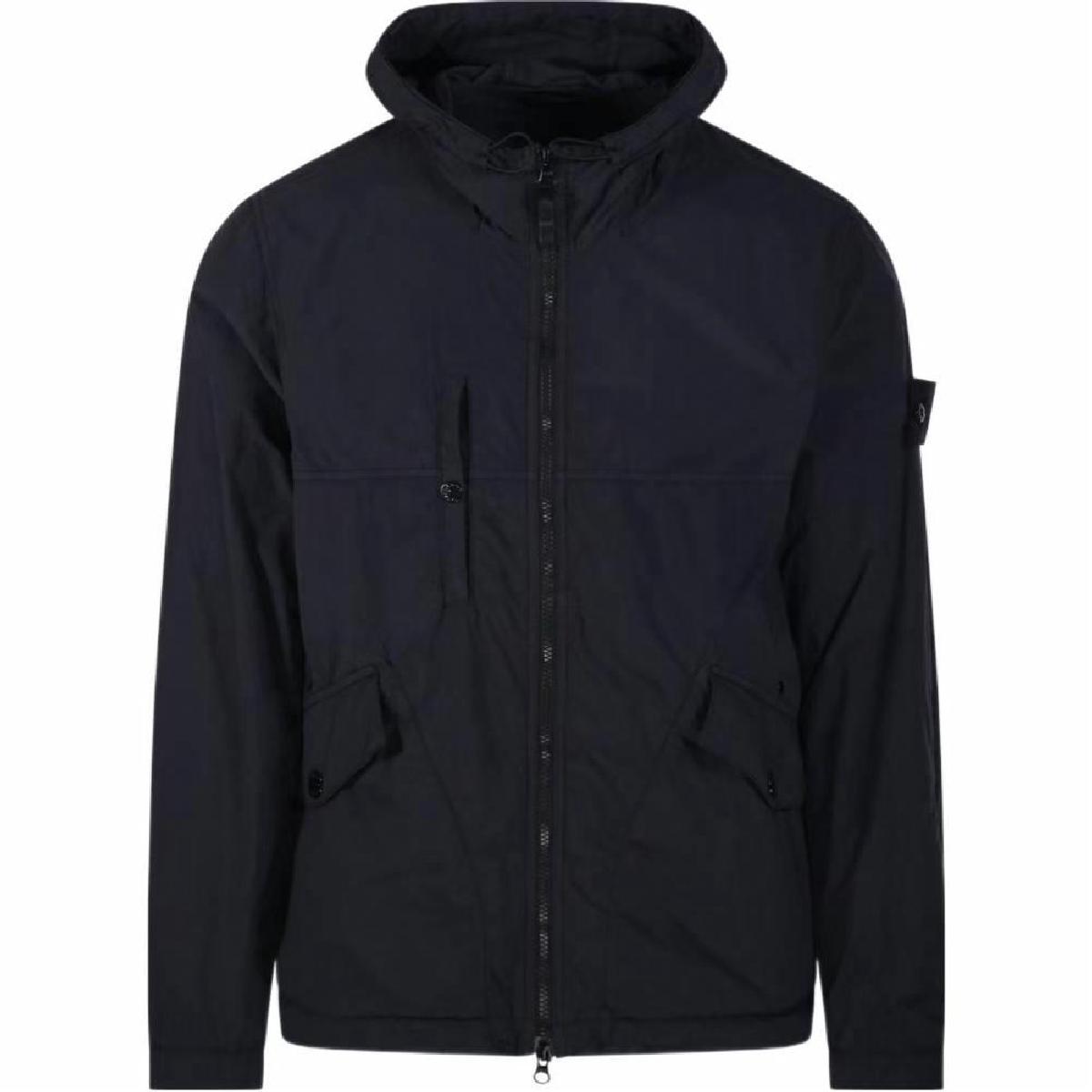Stone Island SS25 Phantom Nylon Hooded Zip Jacket Black