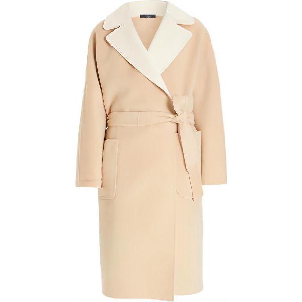 MaxMara Logo Tie Double-Faced Coat Beige