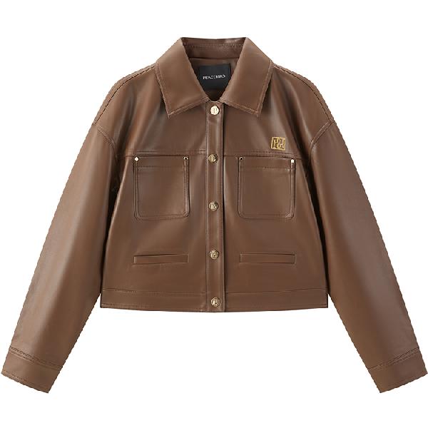 Peacebird Lapel Single-Breasted Leather Jacket