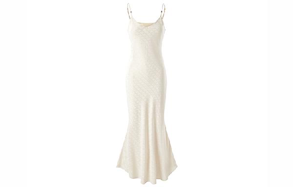 Peacebird Jacquard Slip Dress Beige