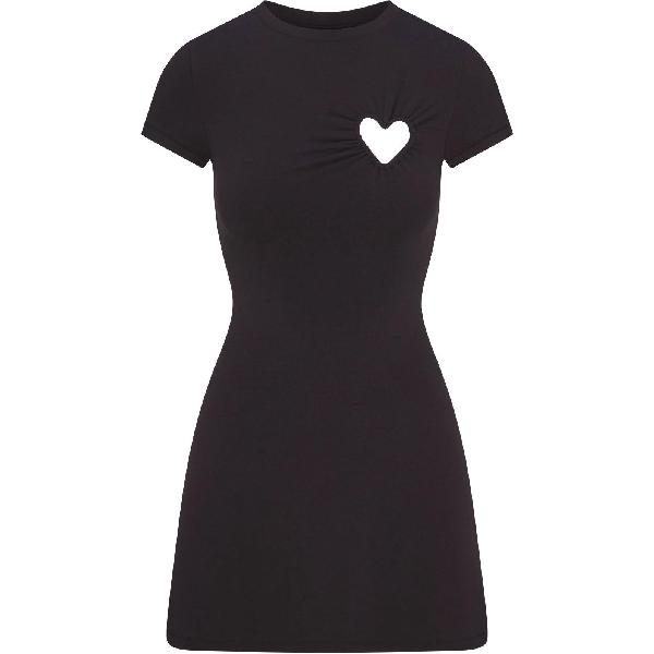 SKIMS SS25 Cotton Jersey Heart Mini Dress Soot
