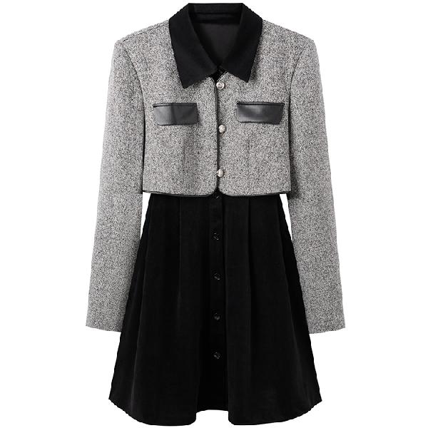 Peacebird Faux Two-Piece Collar Dress
