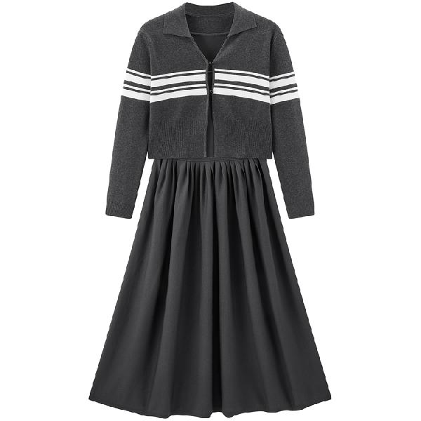 Peacebird Grey Collar Sweater Dress